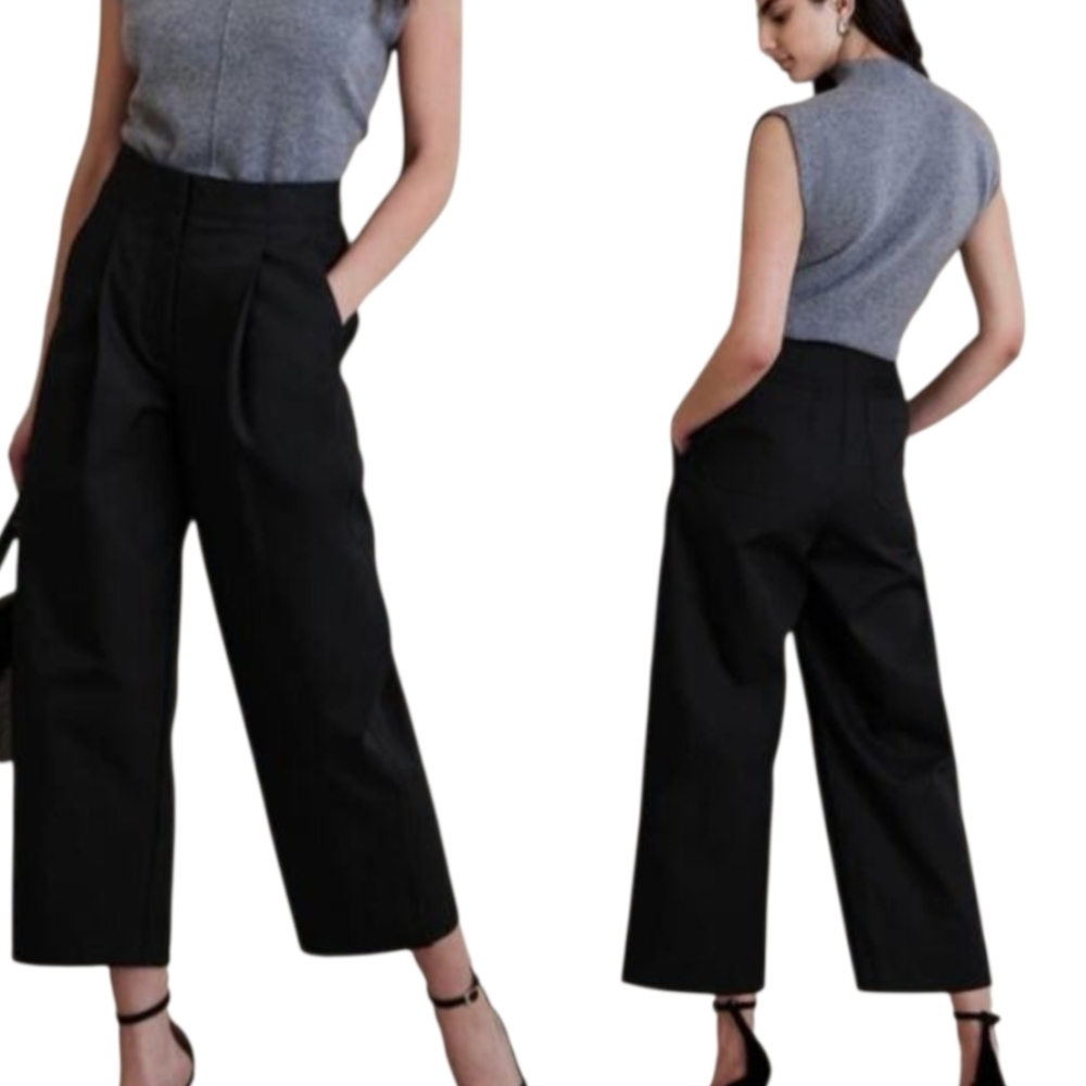Banana Republic Black Barrel Wide-Leg SZ 10  Pants. NEW TAG #754558 Orig 130.